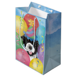 Birthday Balloons Portugiesischer Wasserhund Mittlere Geschenktüte