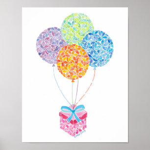 Birthday Balloons Print Poster