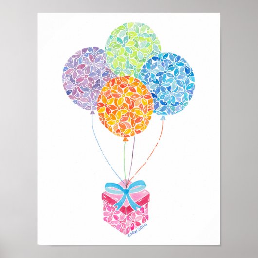 Birthday Balloons Print Poster (Vorne)