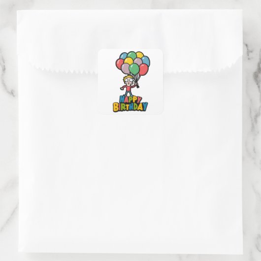 Birthday Balloons Quadratischer Aufkleber (Tasche)