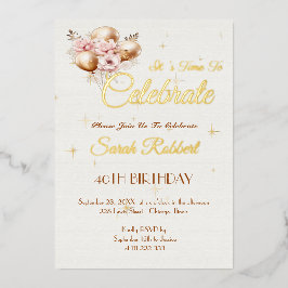 Birthday Balloons Real Gold Folieneinladung