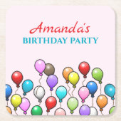 Birthday Balloons Rechteckiger Pappuntersetzer (Vorderseite)