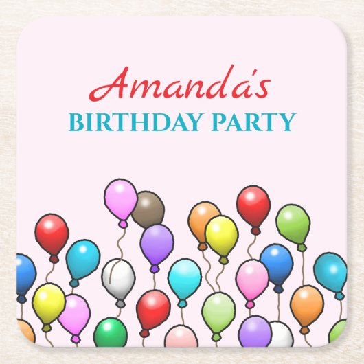 Birthday Balloons Rechteckiger Pappuntersetzer (Vorderseite)