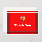 Birthday Balloons Red Danke, Postcard Postkarte (Vorne/Hinten)