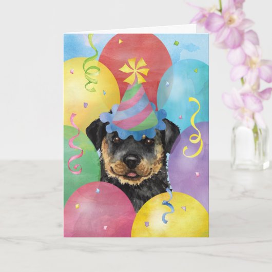Birthday Balloons Rottweiler Card Karte (Orchidee)