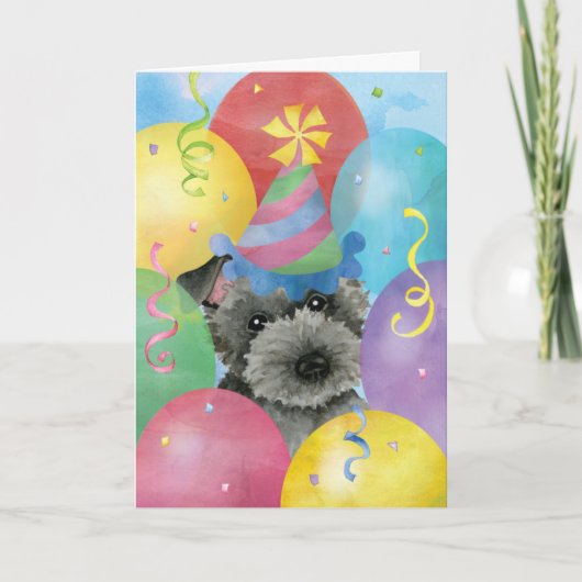 Birthday Balloons Scottish Terrier Karte (Vorderseite)