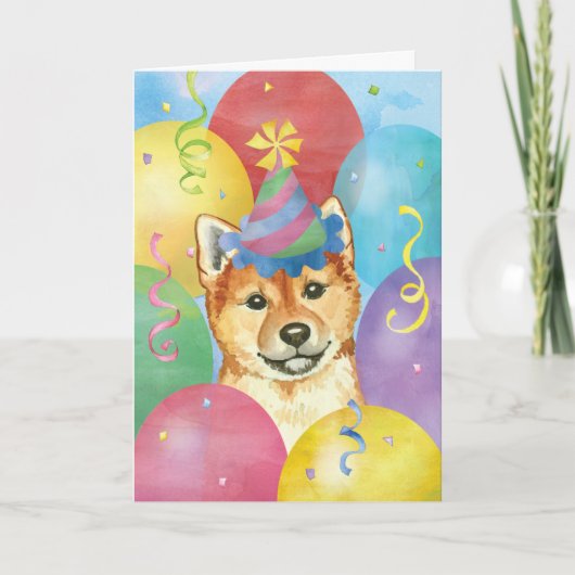 Birthday Balloons Shiba Inu Karte (Vorderseite)
