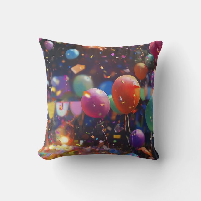 Birthday Balloons Throw Kissen (Vorderseite)