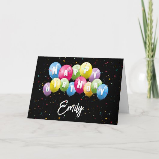 Birthday Balloons und Confetti Karte (Vorderseite)