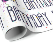 Birthday Balloons und Confetti On White Geschenkpapier (Rolleneckpunkt)
