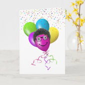 Birthday Balloons und Confetti Spaß Karte (Gelbe Blume)