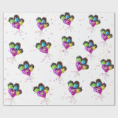 Birthday Balloons und Confetti Wrapping Paper Geschenkpapier (Flach)