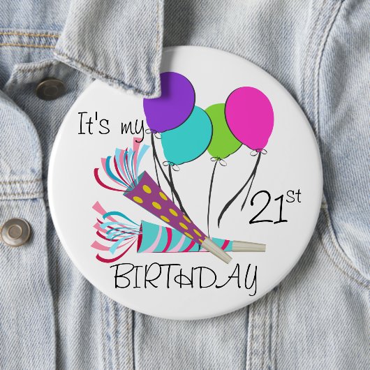 Birthday Balloons und Party Horns Button (Beispiel)