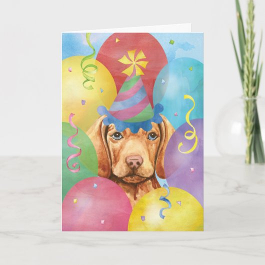 Birthday Balloons Vizsla Card Karte (Vorderseite)