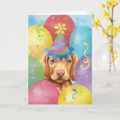 Birthday Balloons Vizsla Card Karte (Gelbe Blume)