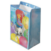 Birthday Balloons Wemaraner Medium Geschenktasche Mittlere Geschenktüte (Rückseite Schrägansicht)