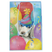 Birthday Balloons Wemaraner Medium Geschenktasche Mittlere Geschenktüte (Vorderseite)