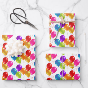 Birthday Balloons Wrapping Paper Sheets Geschenkpapier Set