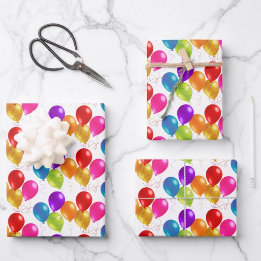 Birthday Balloons Wrapping Paper Sheets Geschenkpapier Set (Vorderseite)