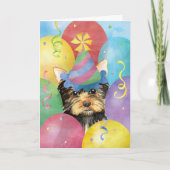 Birthday Balloons Yorkie Karte (Vorderseite)