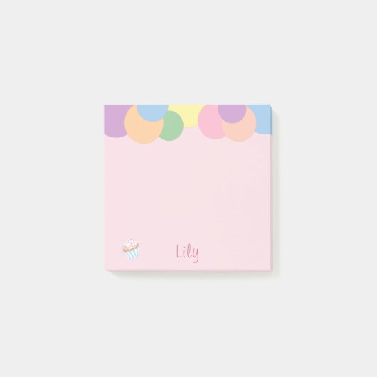 Birthday Balls mit Namen und Cupcake Post-it Klebezettel (Vorderseite)