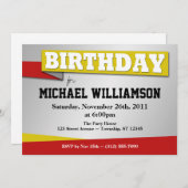 Birthday Banner Gelb & Rot Party Einladungen (Vorne/Hinten)