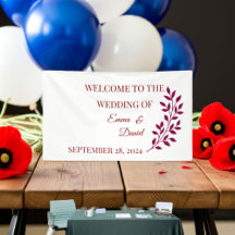 Birthday Banner Red Black Floral | Elegante Hochze