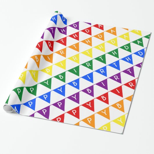 Birthday Banner Regenbogen Geschenkpapier (Ungerollt)