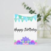 Birthday Banners Postkarte (Stehend Vorderseite)