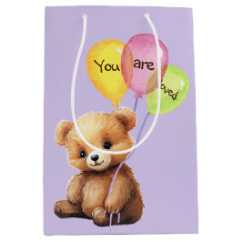 Birthday Bär mit Party Balloons Mittlere Geschenktüte