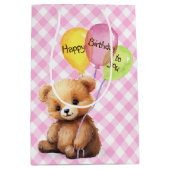 Birthday Bär mit Party Balloons Mittlere Geschenktüte (Vorderseite)