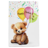 Birthday Bär mit Party Balloons Mittlere Geschenktüte (Vorderseite)