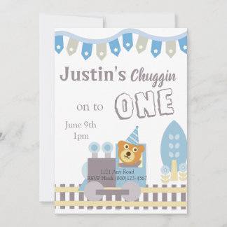 Birthday Bär, Train Invite, 1. Geburtstag Feiertagskarte