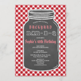 Birthday BARBEQUE Mason Jar Gingham Einladung