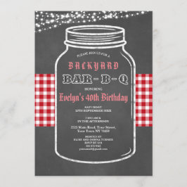 Birthday BARBEQUE Mason Jar Red Gingham Einladung