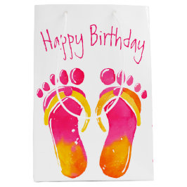 Birthday Bare Feet and Flip-flops Mittlere Geschenktüte