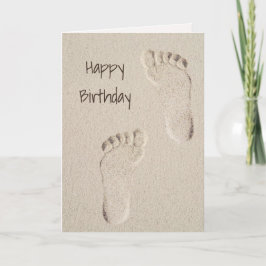Birthday Barefoot Prints in Sand Karte