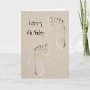 Birthday Barefoot Prints in Sand Karte