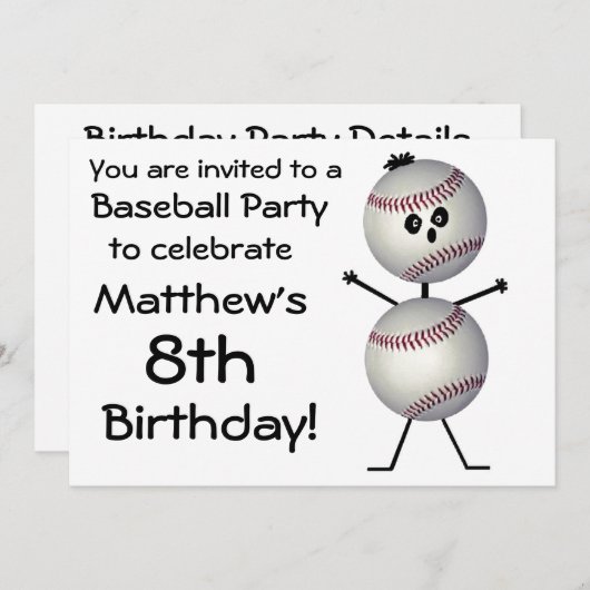 Birthday Baseball Party Einladung (Vorne/Hinten)