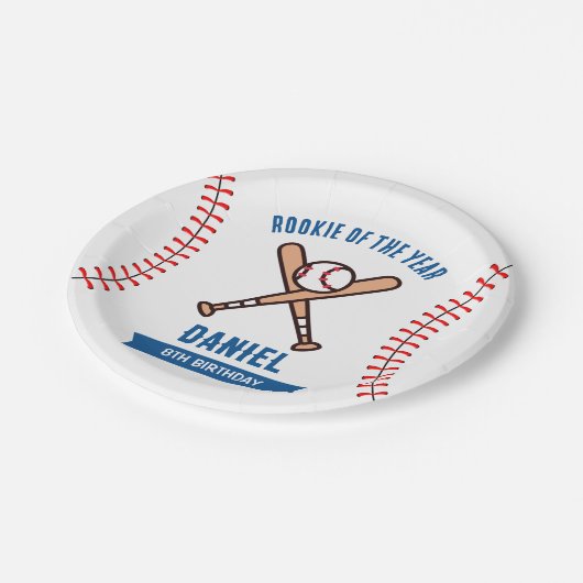 Birthday Baseball Party Pappteller (Schrägansicht)