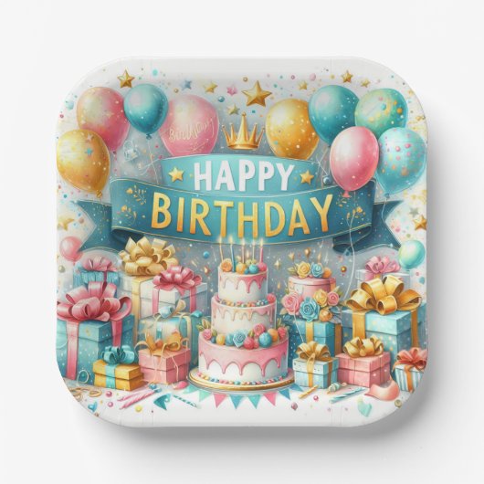 Birthday Bash Bliss Pappteller (Vorderseite)