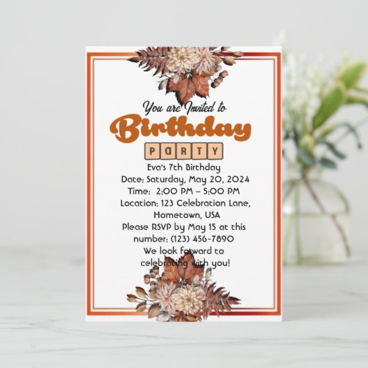 Birthday Bash: Du bist eingeladen! Einladung (Stehend Vorderseite)