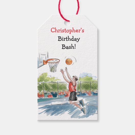 Birthday Bash: Hoops und Hype Vielen Dank Geschenkanhänger (Vorderseite)