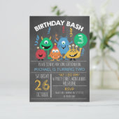 Birthday Bash Monster Geburtstag Einladung (Stehend Vorderseite)
