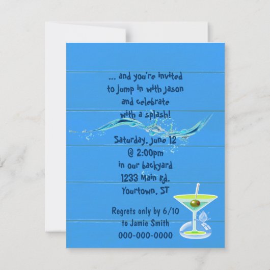 Birthday Bash Pool Party Einladung (Rückseite)
