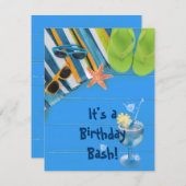 Birthday Bash Pool Party Einladung (Vorne/Hinten)