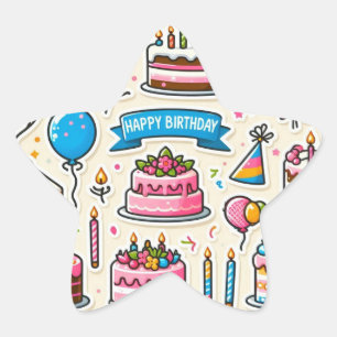 "Birthday Bash Stickers" Stern-Aufkleber