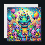 Birthday Bash T-Rex & Friends Geburtstagsfeier Karte<br><div class="desc">Treten Sie ein in ein prähistorisches Geburtstagsabenteuer mit unserer Roar-some Birthday Bash' Grußkarte! Mit einem lieblichen T-Rex und seinen bezaubernden Dinosaurier-Freunden bringt diese Karte ein großes,  zahnes Lächeln und Haufen jurassischer Freude zu jeder Geburtstagsfeier.</div>