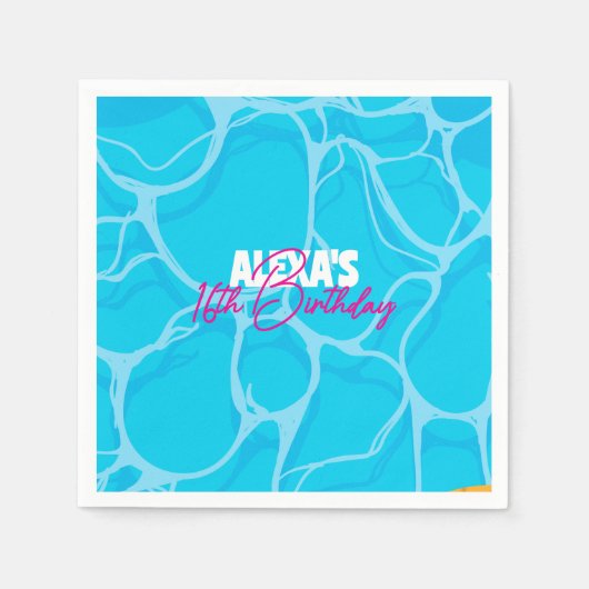 Birthday Bday Pool Party Serviette (Vorderseite)