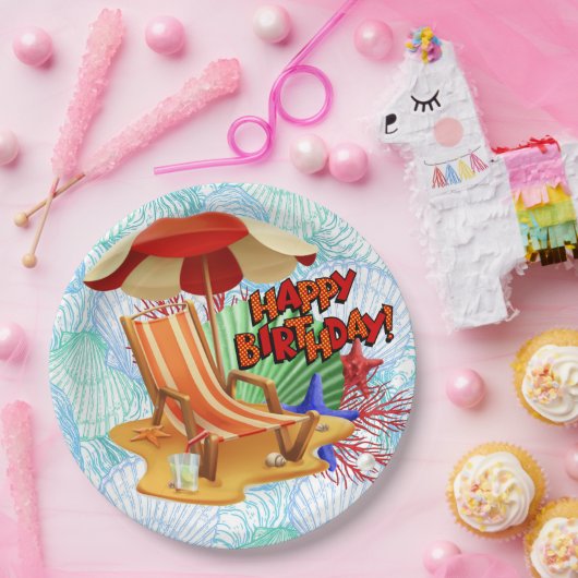 Birthday Beach Bash Pappteller (Party)
